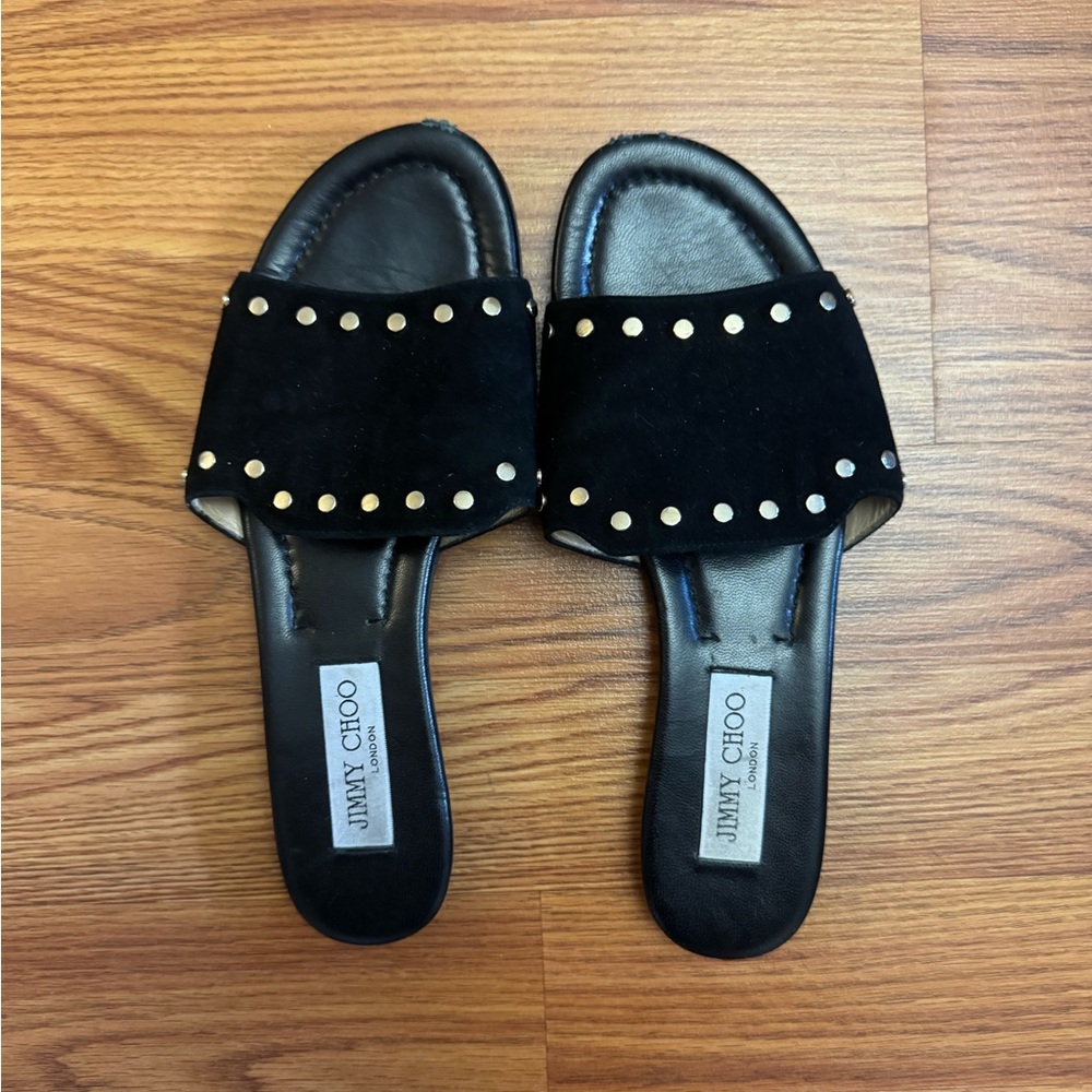 Jimmy Choo Black Suede Nando Slide Sandal Size 38